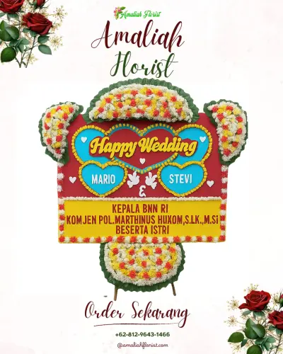 Karangan Papan Bunga Pernikahan di Ipilo